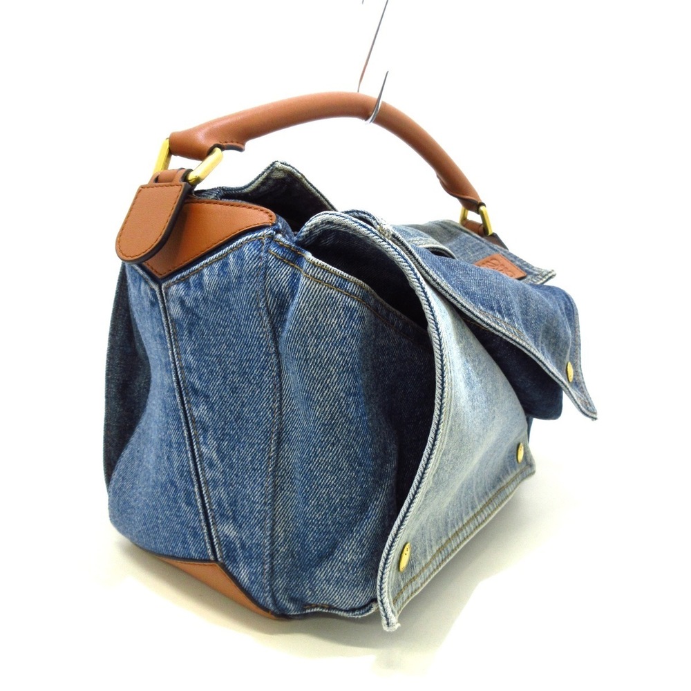 Loewe Blue Puzzle Leather Denim Engraved Handbag Name - Picture 1 of 13